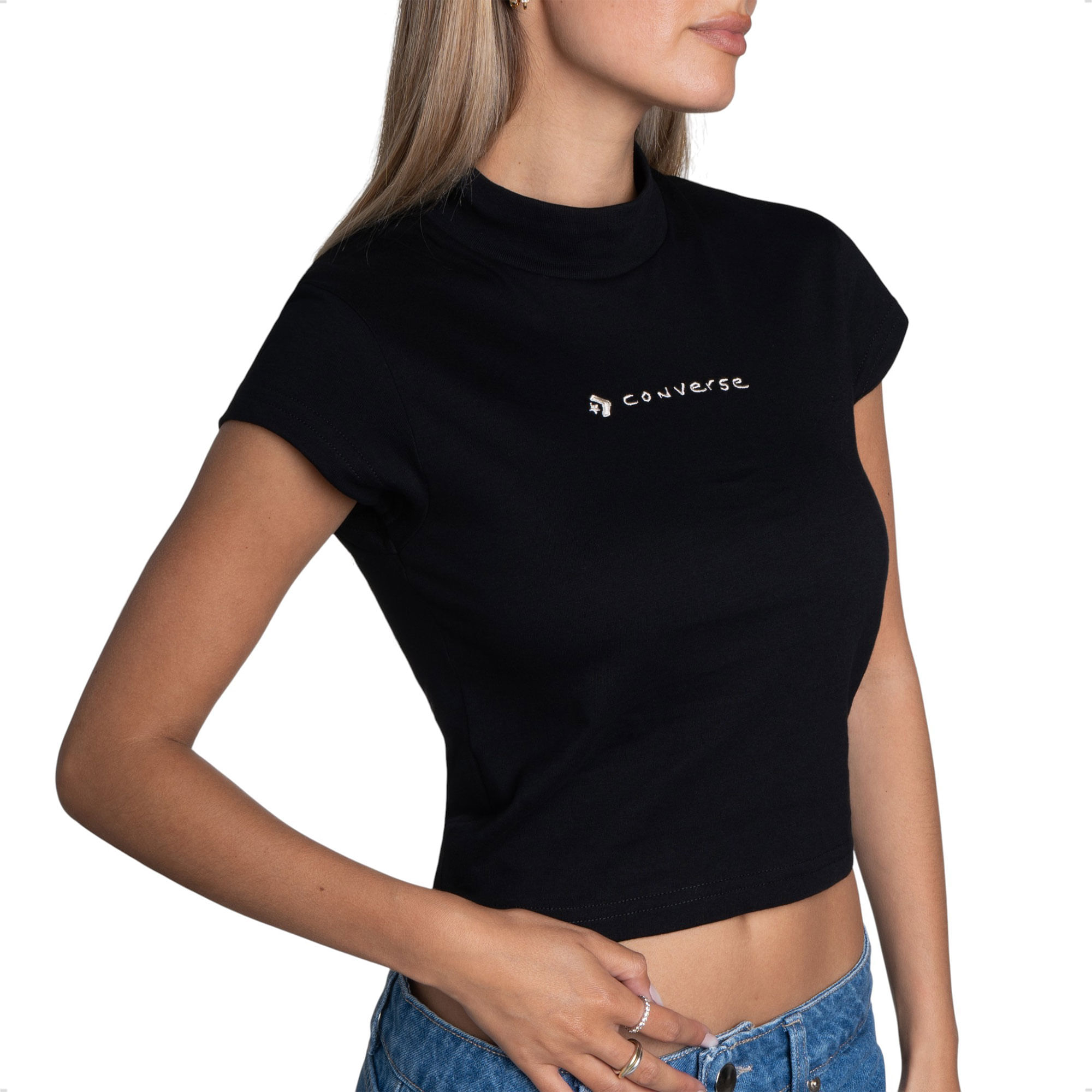Remera Crop Converse Logo Draft para mujer — imagen 3